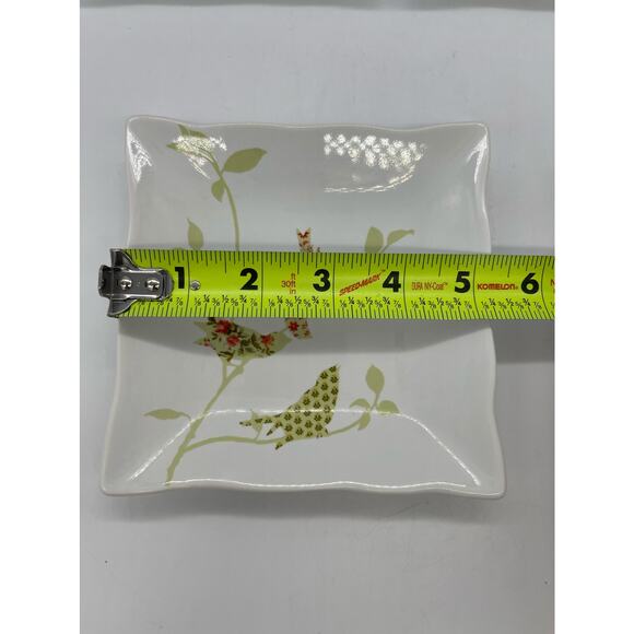 222 Fifth Chintz Birds Set of 3 Square Appetizer Plates 5.25" - Picture 3 of 3